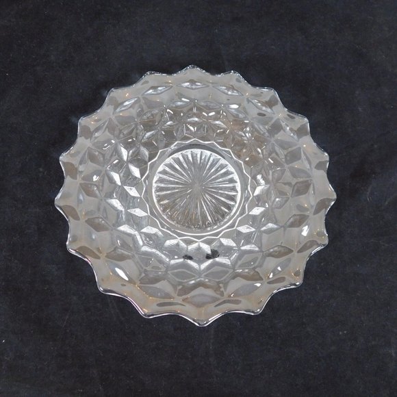 Set of 2 Fostoria American Clear 7 3/4" Glass Salad Plate Cube Diamond Pattern - Picture 6 of 9